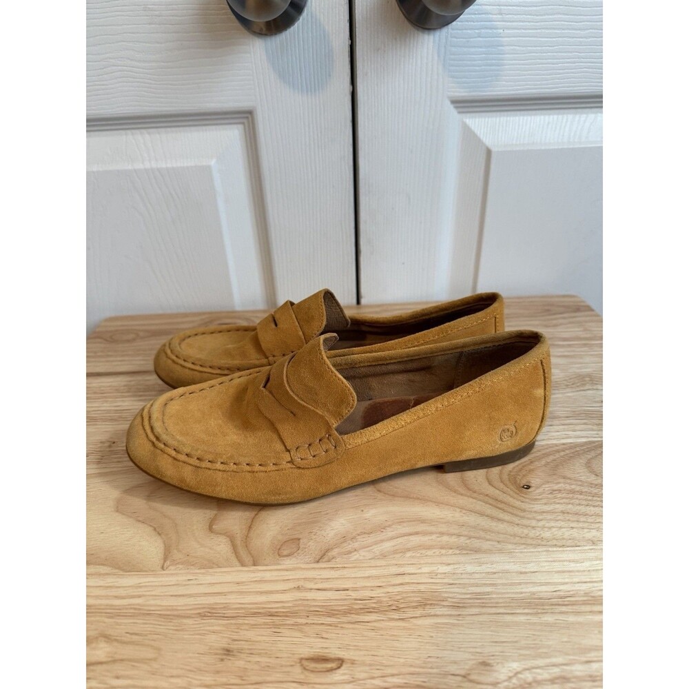 Born Women’s Loafers Yellow Mustard Suede Comfort Slip-On Shoes Size 7.5 Penny